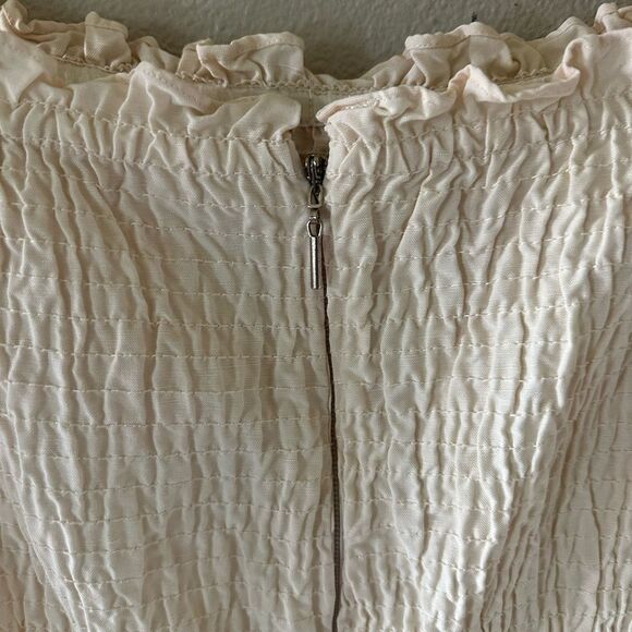 Rebecca Taylor NYC Cream Smocked Linen Blend Lightweight Tank Jumpsuit Size 8 - Picture 5 of 9
